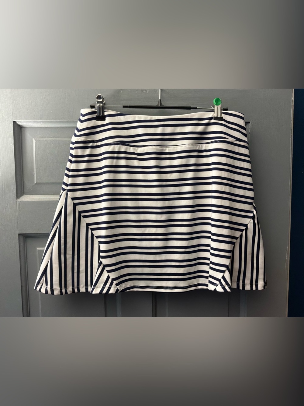 Tommy Bahama Navy & White Striped Short Sleeve Skirt with Flare Panels
